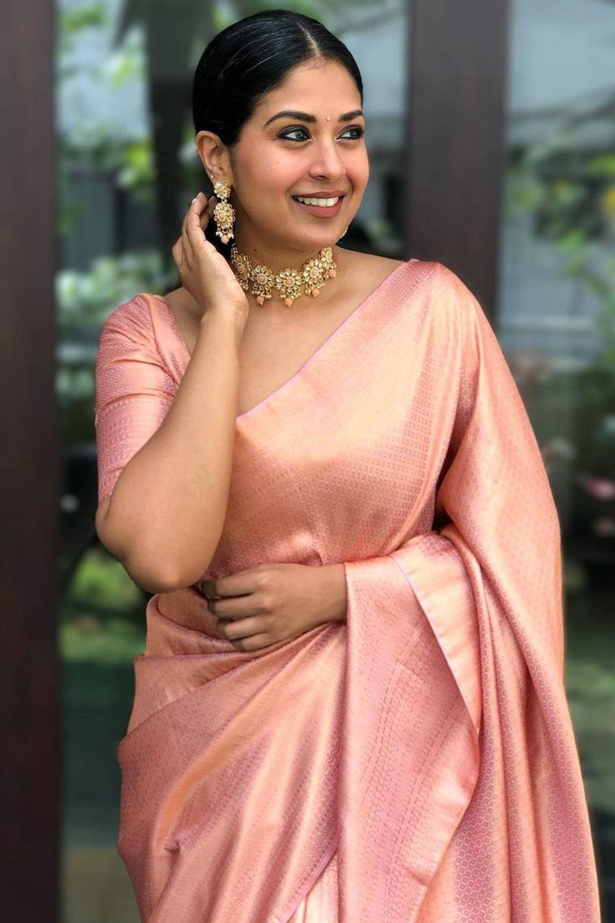 Peach Color Soft Banarasi Silk Saree With Blouse With Copper - Etsy UK