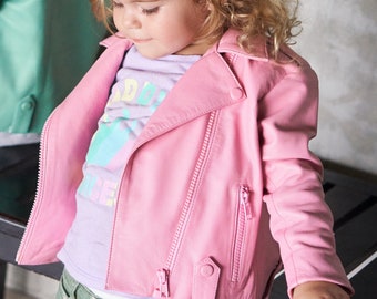 Baby leather jacket pink Kids moto jacket Custom