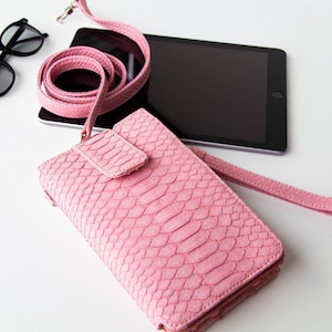 Estuche para dos teléfonos en piel de pitón