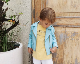 Blue leather toddler jacket 4t, 5t Kids moto jacket