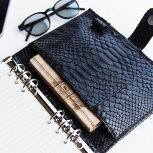 Planner binder A5 Black python leather