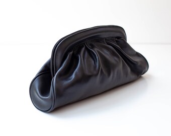 Black Dumpling Bag Leather Clutch Bag