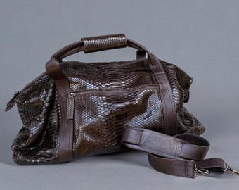 Python leather travel bag Leather luggage bag