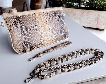 Python leather Zipper clutch Custom bag Exotic skin