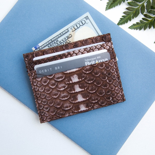 Python skin card holder Leather card case