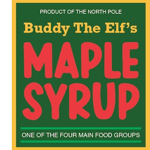 Buddy the Elf's Ahornsirupetikett - Digitales Produkt | Quadratisches Etikett