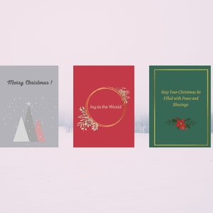 Christmas Cards, Digital Download, 3 Christmas Cards, Traditional Card, Modern Card ,Instant Download,Christmas Gift, 5x7in,Holiday Card,