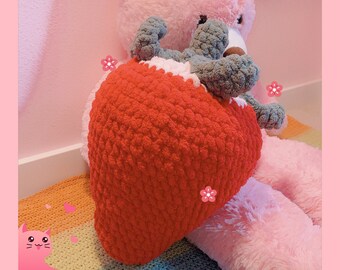peluche de fresa gigante de ganchillo hecho a mano/juguetes de peluche