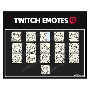 16 Anime Emote Templet for Twitch, Discord, and Youtube (Choose Your Own Colors!)