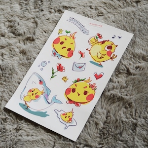 Feuille d'autocollants drôles de calopsittes de mauvaise humeur : motif mème animal kawaii mat pour les amateurs d'oiseaux et de scrapbooking, cadeau du Nouvel An et de la Saint-Valentin
