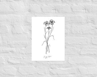 Iris Botanical Print | February Birth Month Flower