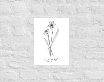 Daffodil Botanical Print | March Birth Month Flower