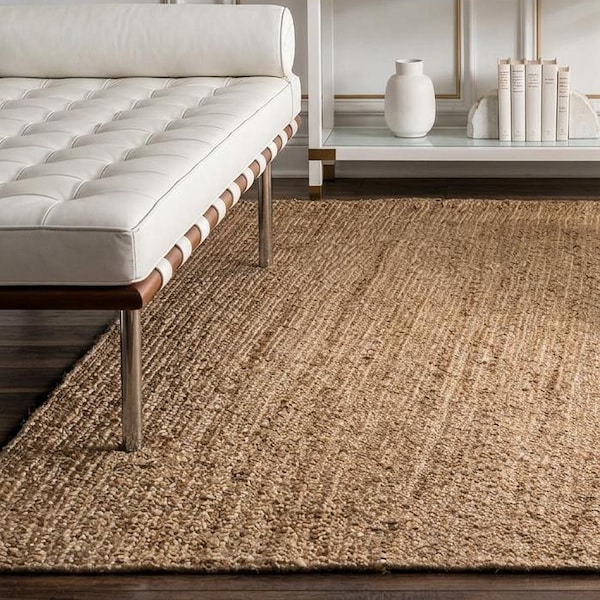 Natural Jute Rug, Jute Braided Rug, Jute Area Rug, Bohemian Jute Rug, Rectangle Jute Rug, Custom size jute rug, Square Jute rug Large Area