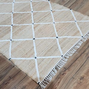 8x10 9x12 Jute Rug Ivory diamond Natural Jute High Quality Hand Woven best Quality Nordic Rug Bohemian Decor Rug Boho Style Rug Moroccan