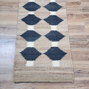 Handgemaakte jute henneploper, slaapkamerloper, gevlochten tapijt, trapdecor tapijt, loper groot oppervlak, hennepjute tapijten