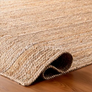 Natural Jute Rug Eco Friendly Jute Braided Rug Bohemian Rectangular Jute Rug Boho Decor Rug, Jute Area Rug, Square Jute rug Custom Size Rug