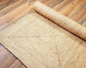 Handwoven Natural Jute Rug, Braided Jute Area Rug, Eco Friendly Rug , Custom Size  Rug, Rustic Natural Fiber Rug