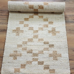 Jute Runner rug off white Beige Hemp Area Rug Hemp Jute Runner Rug hand loomed Rug