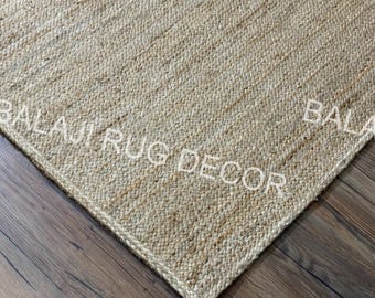 Handwoven Natural Jute Braided Rug, Handmade Jute Area Rug: Natural Scandi Boho Style