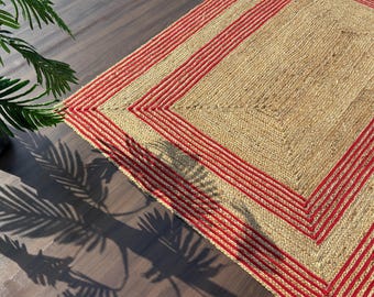 Braided Jute Runner Rug, Handmade Hallway Runner, Natural Jute & Chindi Cotton Kitchen Rug, Farmhouse Area Carpet
