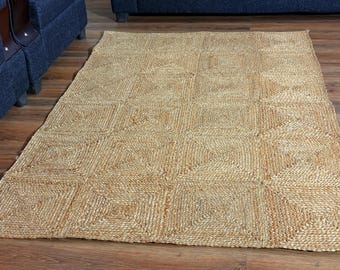 Handmade Jute Rug, Natural Jute Area Rug, Rectangular and Square Braided Jute Rug Custom Size Available , Modern Living Rug