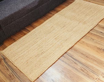 Handgewebter Teppichläufer aus Jute, Naturfaser, Maßanfertigung