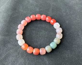 Braccialetto di perline di agata, perline di agata multiple autentiche da 8 mm, regalo fatto a mano, regalo perfetto per lei