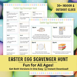 Easter Scavenger Hunt | Indoor Easter Egg Treasure Hunt | Easter Bunny Clues | Printable Easter Egg Hunt for Kids | Egg Hunt Clues