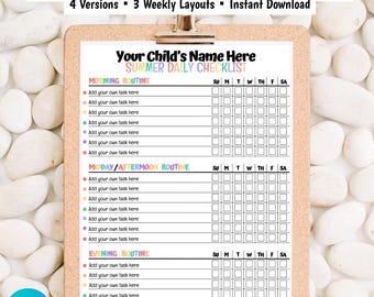 Editable Chore Chart for Kids | Screentime Checklist | Summer Responsibility Tracker | To-Do List | Printable Canva Template