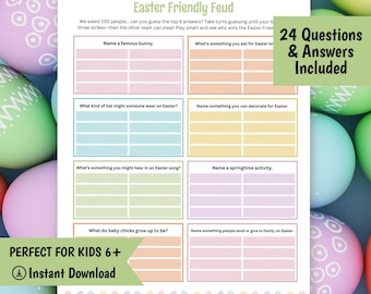 Juego de preguntas y respuestas de Pascua / Juego de preguntas y respuestas de Pascua para toda la familia (para imprimir) / Juego de preguntas y respuestas de Pascua para niños / Juego para fiestas de Pascua / Actividad de Pascua para el aula