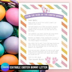 Editable Easter Bunny Letter Printable | Personalized Easter Bunny Note for Kids | Letter From the Desk of the Easter Bunny | Canva Template