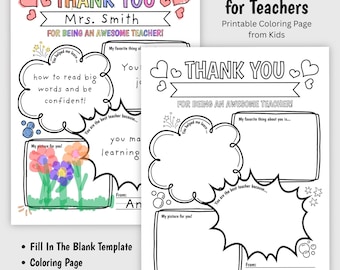 End of Year Teacher Gift Idea | Printable Coloring Page for Teachers from Kids | Last Day of School Gift