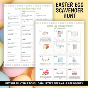 Easter Scavenger Hunt | Indoor Easter Egg Treasure Hunt | Easter Bunny Clues | Printable Easter Egg Hunt for Kids | Egg Hunt Clues
