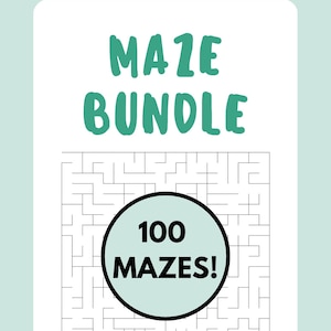 Fun Maze Puzzle Pages, 100 Different Mazes, Printable, Maze Activity Puzzles for Kids, Digital Downloads
