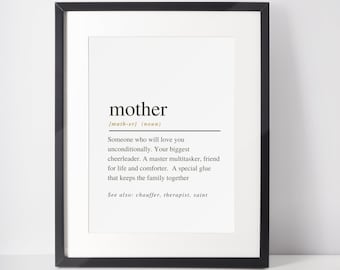 Mother Definition Print, Mother's Day Poster, Mother's Day Gift, Quotes, Aesthetic Wall Decor, Printable Wall Art, DIGITAL PRINT