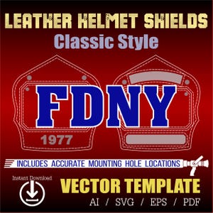 Bundel met sjablonen voor leren helmvizieren in FDNY-stijl (SVG, PDF & EPS) – 8 sjablonen (4 formaten) + 4 cijfersets