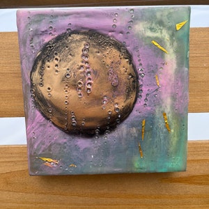 Original Encaustic Painting, 5”x5”, abstract art, home decor