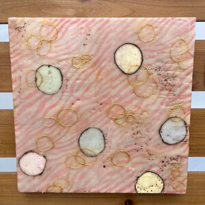 オリジナルのエンカウスティック絵画、10”x10”、抽象芸術、室内装飾