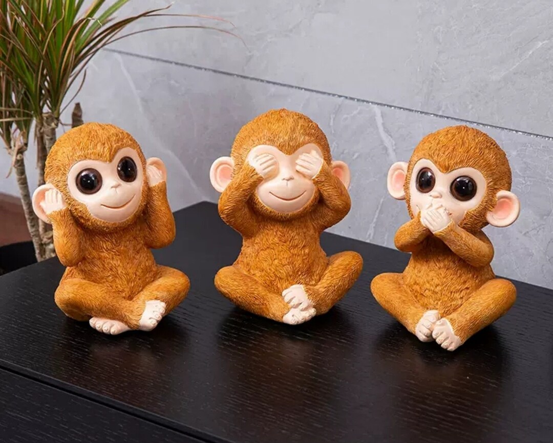 3pcs Cute Monkeys Design Desk Decorationcreative Living Etsy