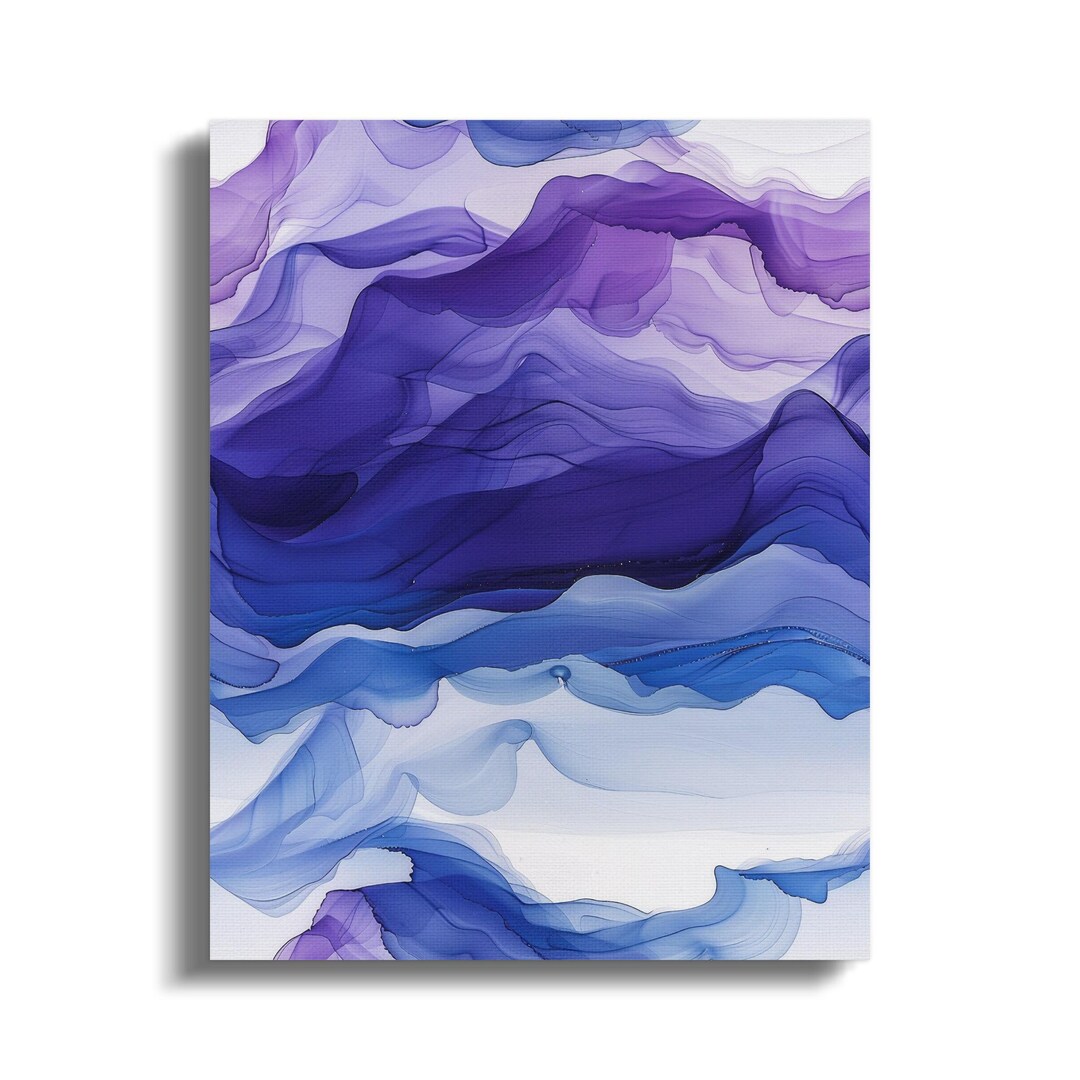 Abstract Fluid Art Image, Purple Blue Alcohol Ink Design, Modern ...