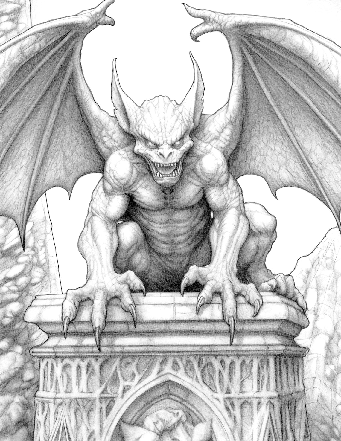 Gargoyle Coloring Pages - Etsy