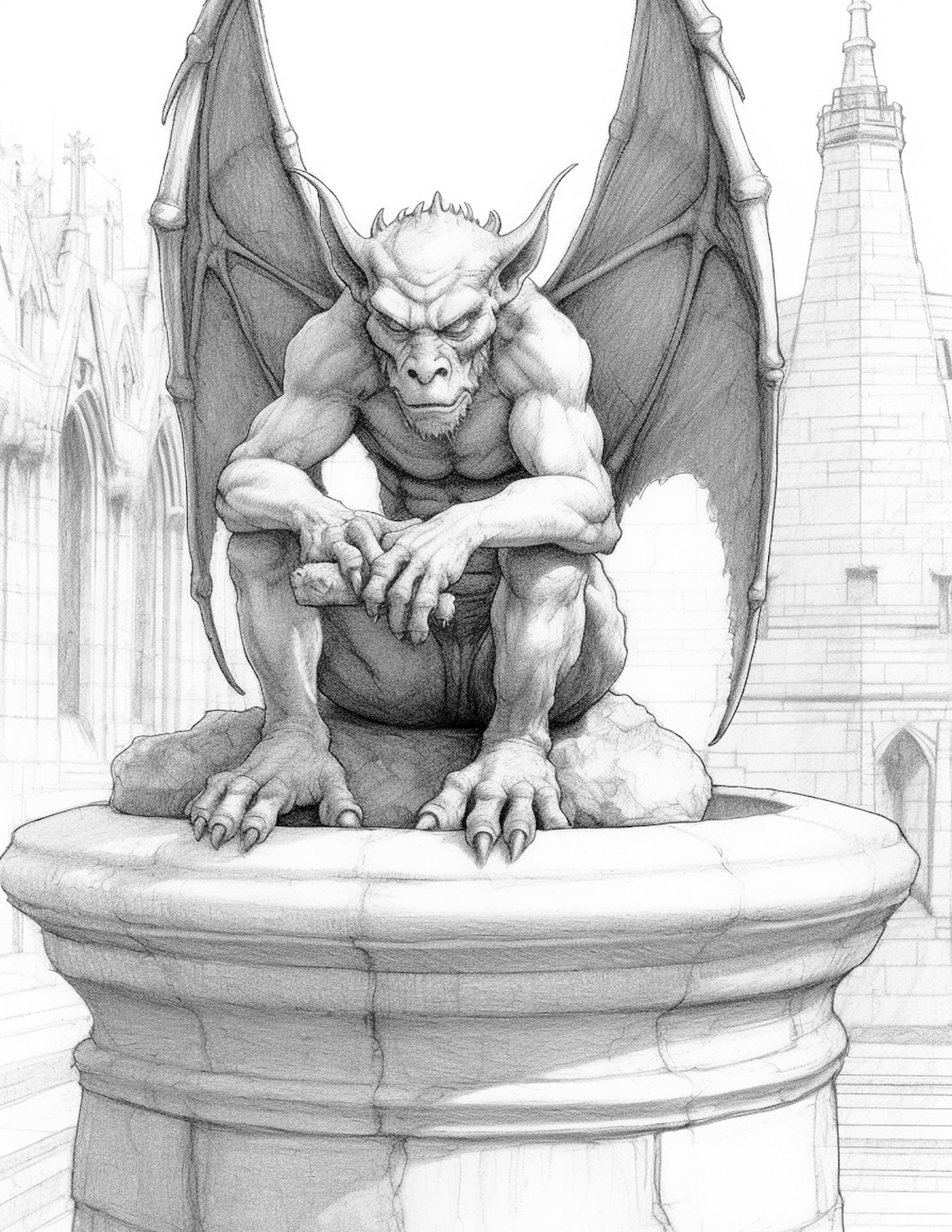 Gargoyle Coloring Pages - Etsy