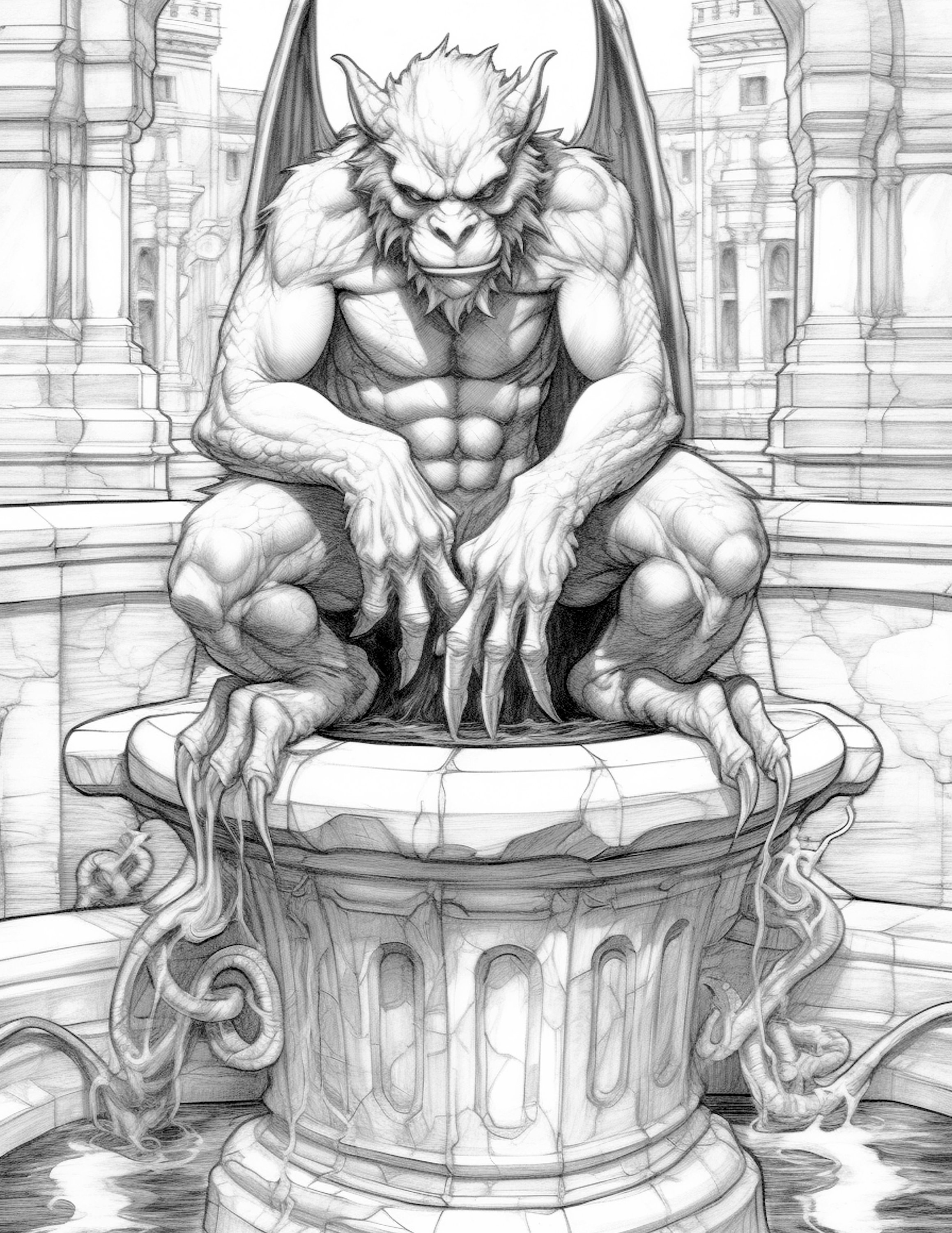 Gargoyle Coloring Pages - Etsy