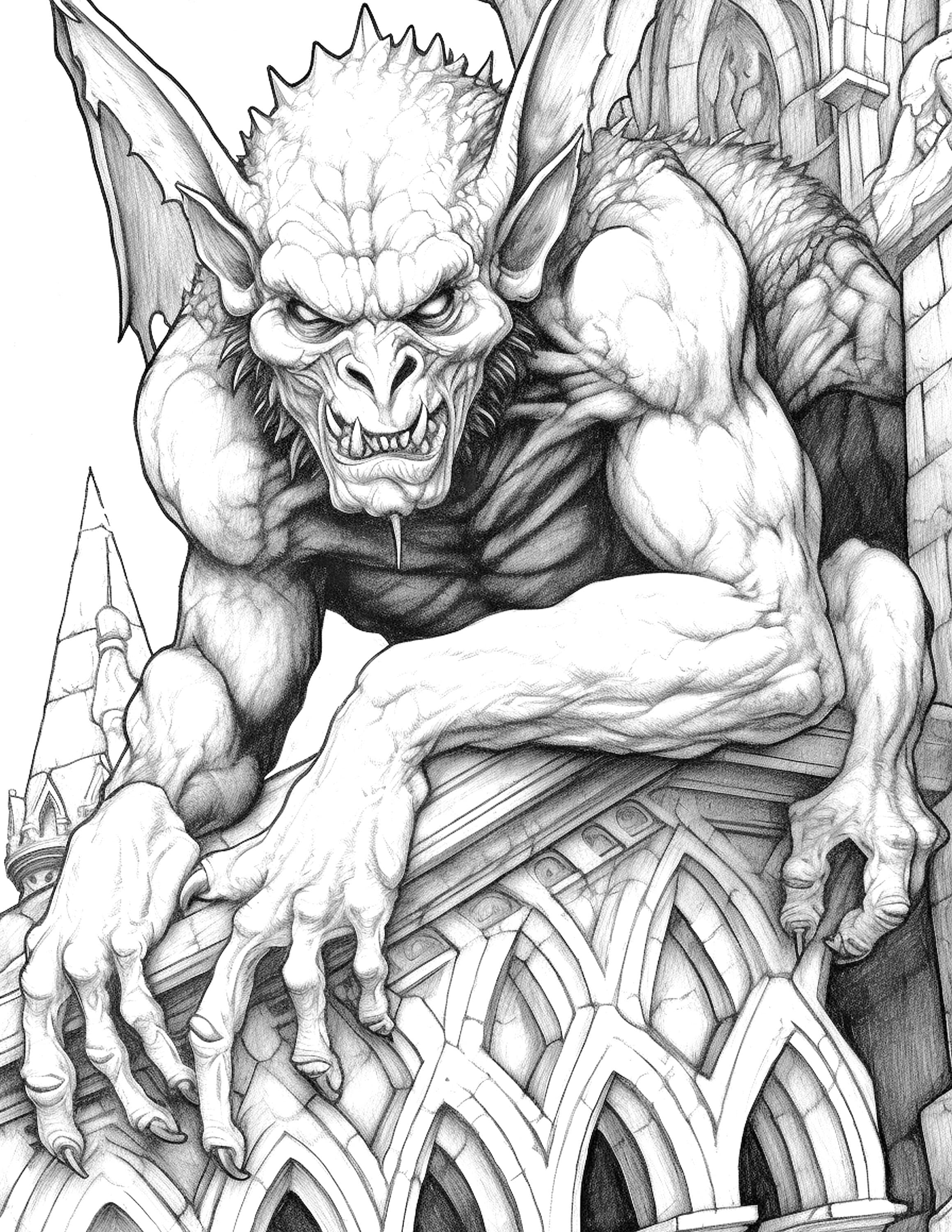 Gargoyle Coloring Pages - Etsy