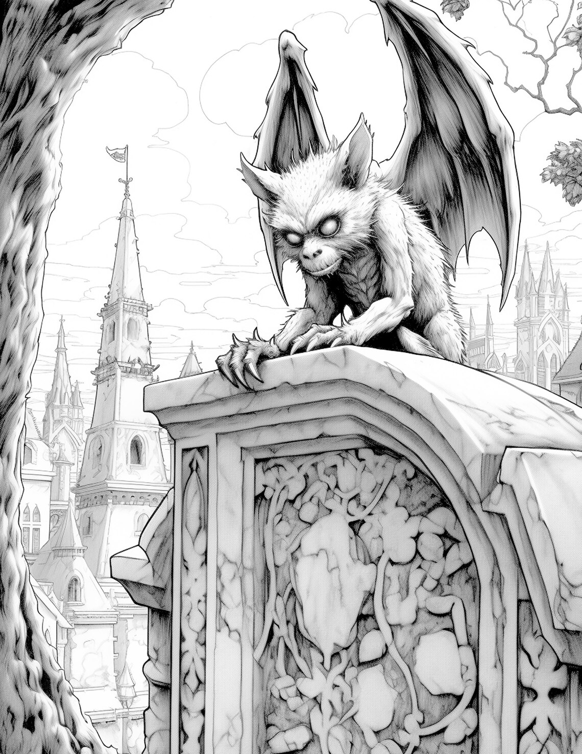 Gargoyle Coloring Pages Etsy