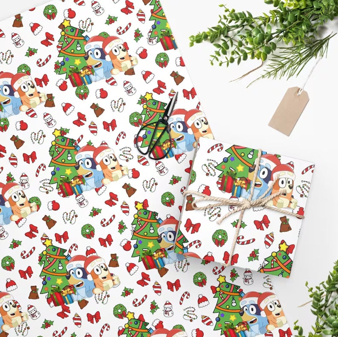 bluey-christmas-wrapping-paper-bluey-gift-wrap-bluey-etsy