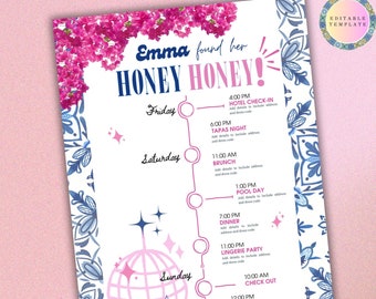 Mamma Mia Bachelorette Party Itinerary/Honey Honey/Dancing Queen/Hen do/Last Disco Bachelorette/Printable/Instant Download/Editable Template