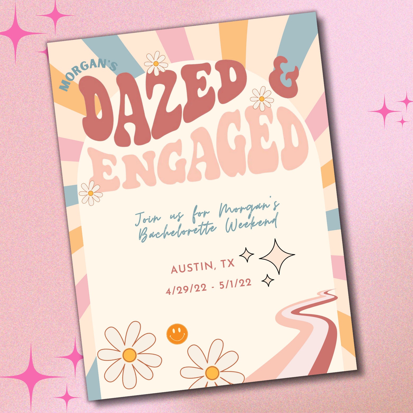 Weekend Engaged Dazed and Engaged/bachelorette Weekend Invitation/itinerary/digital ...