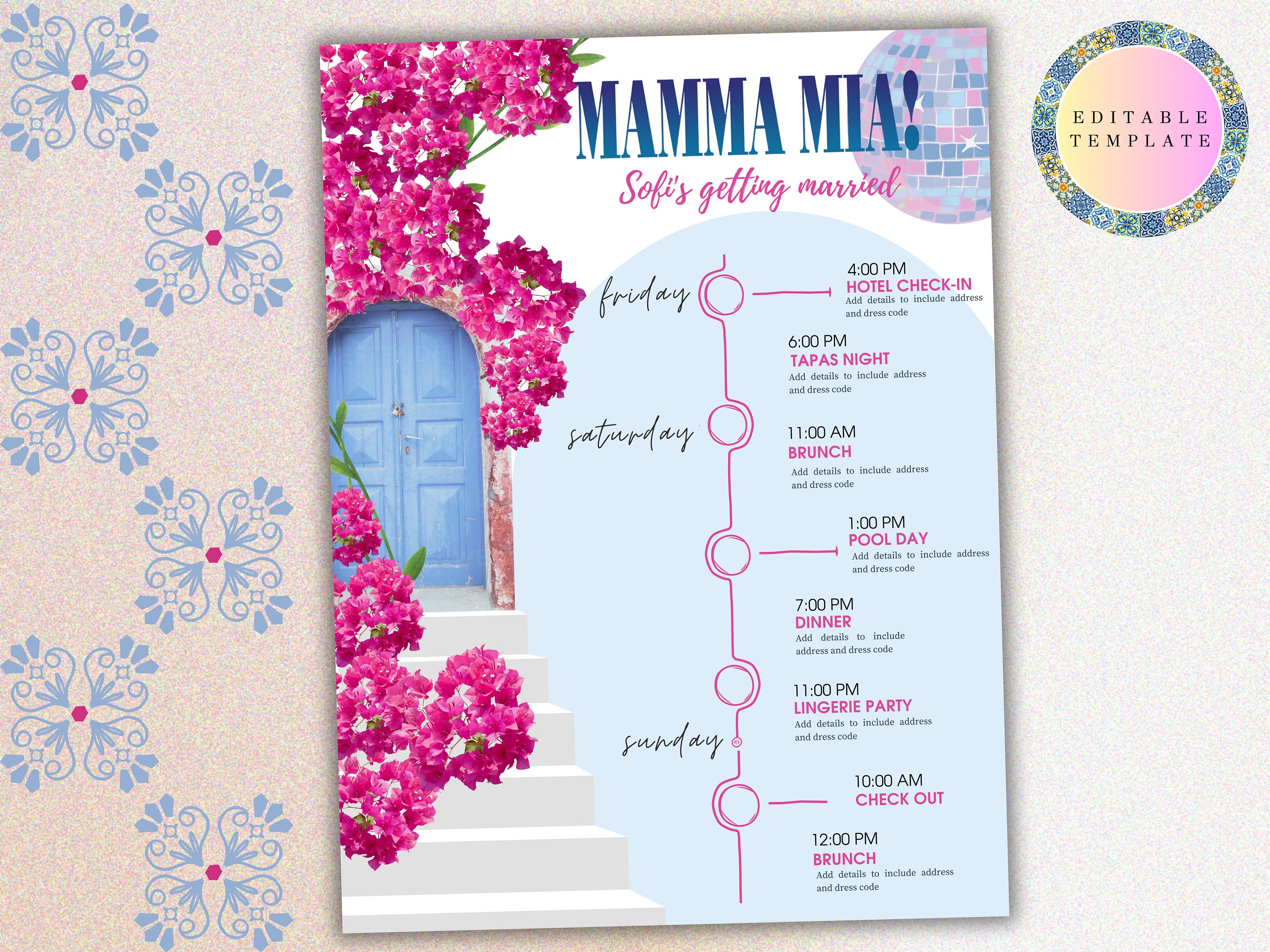 Mamma Mia Bunting, Mamma Mia Party Decor, Birthdays, Bridal