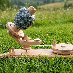 Ensemble enrouleur de pelote de laine et martinet, enrouleur de fil manuel, martinet parapluie en bois, outil de tricot et de crochet, cadeau pour tricoteuse